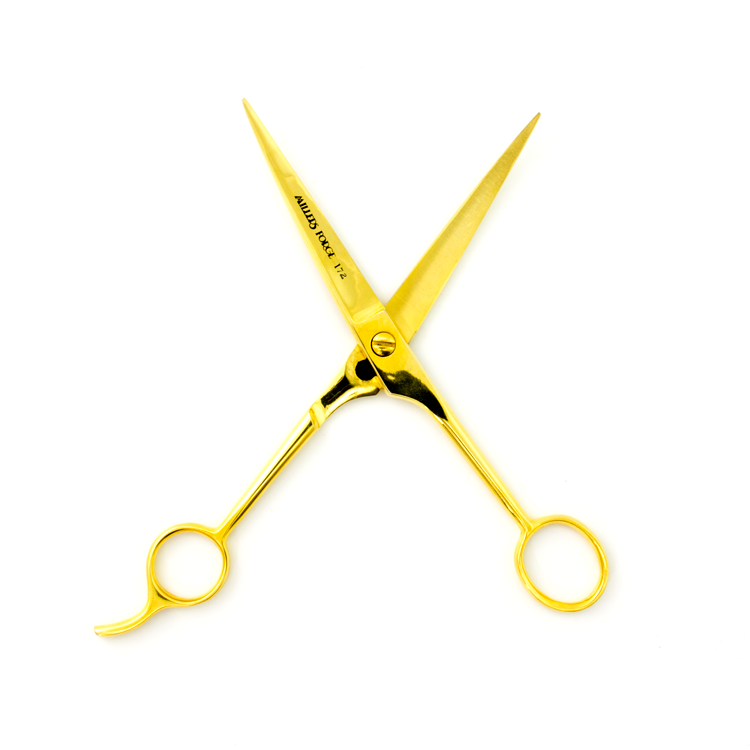 Millers Forge Steel Gold Finish Pet  Shears with Finger Rest - 7'' Straight